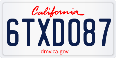 CA license plate 6TXD087
