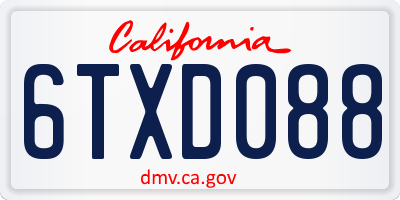 CA license plate 6TXD088
