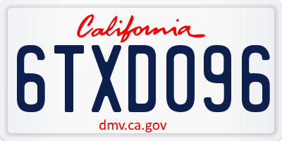 CA license plate 6TXD096