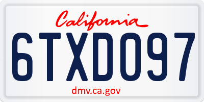 CA license plate 6TXD097