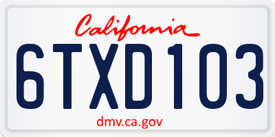 CA license plate 6TXD103
