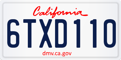 CA license plate 6TXD110