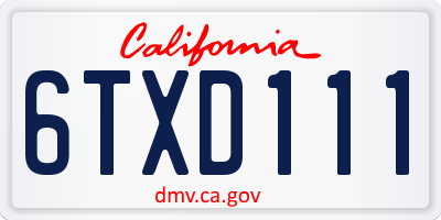 CA license plate 6TXD111