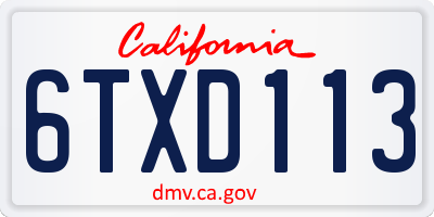 CA license plate 6TXD113