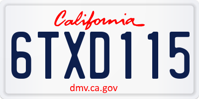 CA license plate 6TXD115