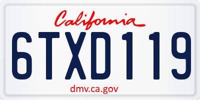 CA license plate 6TXD119