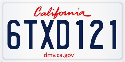 CA license plate 6TXD121
