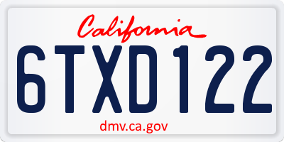 CA license plate 6TXD122