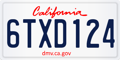 CA license plate 6TXD124