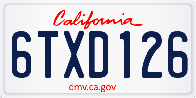 CA license plate 6TXD126