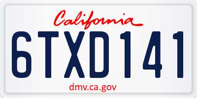 CA license plate 6TXD141