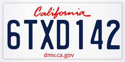 CA license plate 6TXD142