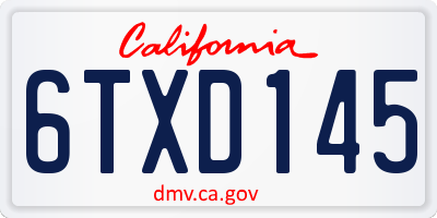 CA license plate 6TXD145