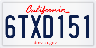 CA license plate 6TXD151