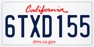 CA license plate 6TXD155