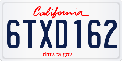 CA license plate 6TXD162