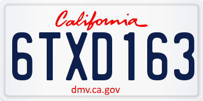 CA license plate 6TXD163