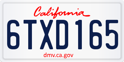 CA license plate 6TXD165