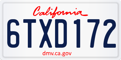 CA license plate 6TXD172