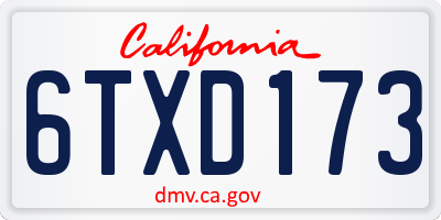 CA license plate 6TXD173