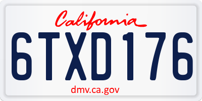 CA license plate 6TXD176