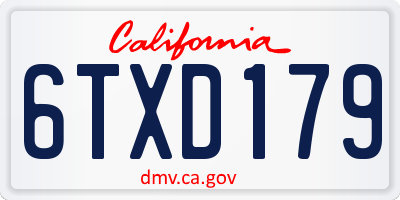 CA license plate 6TXD179