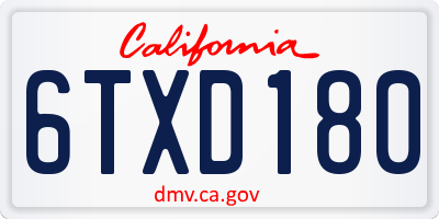 CA license plate 6TXD180