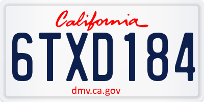CA license plate 6TXD184