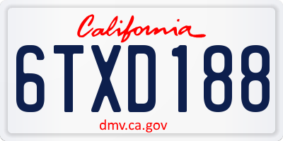CA license plate 6TXD188