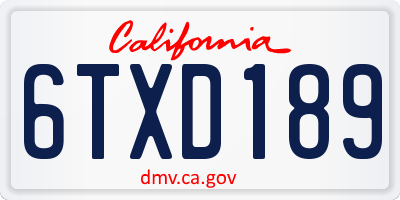 CA license plate 6TXD189