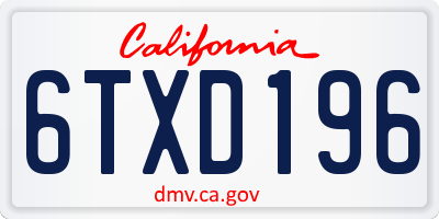 CA license plate 6TXD196