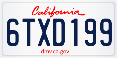 CA license plate 6TXD199