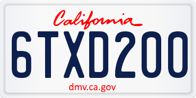 CA license plate 6TXD200