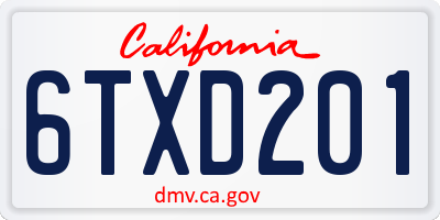CA license plate 6TXD201