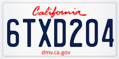 CA license plate 6TXD204