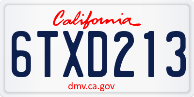 CA license plate 6TXD213