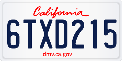 CA license plate 6TXD215