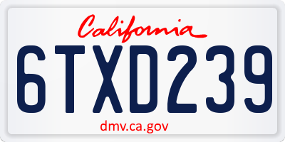 CA license plate 6TXD239