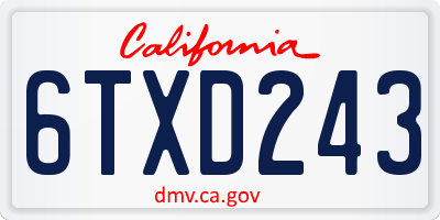 CA license plate 6TXD243