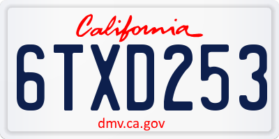 CA license plate 6TXD253