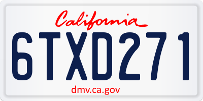 CA license plate 6TXD271