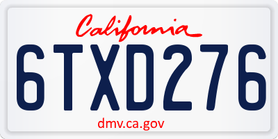 CA license plate 6TXD276