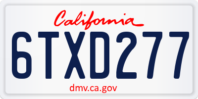 CA license plate 6TXD277