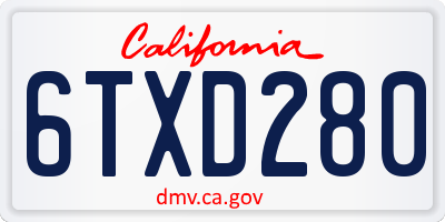 CA license plate 6TXD280