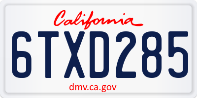 CA license plate 6TXD285
