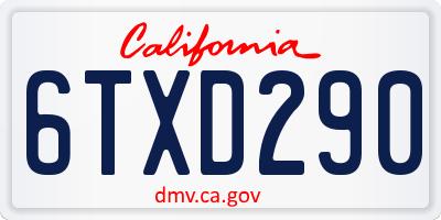 CA license plate 6TXD290