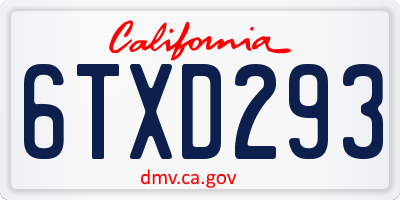 CA license plate 6TXD293