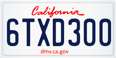 CA license plate 6TXD300