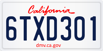 CA license plate 6TXD301