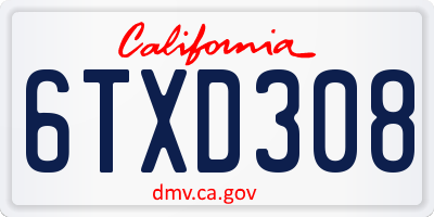 CA license plate 6TXD308